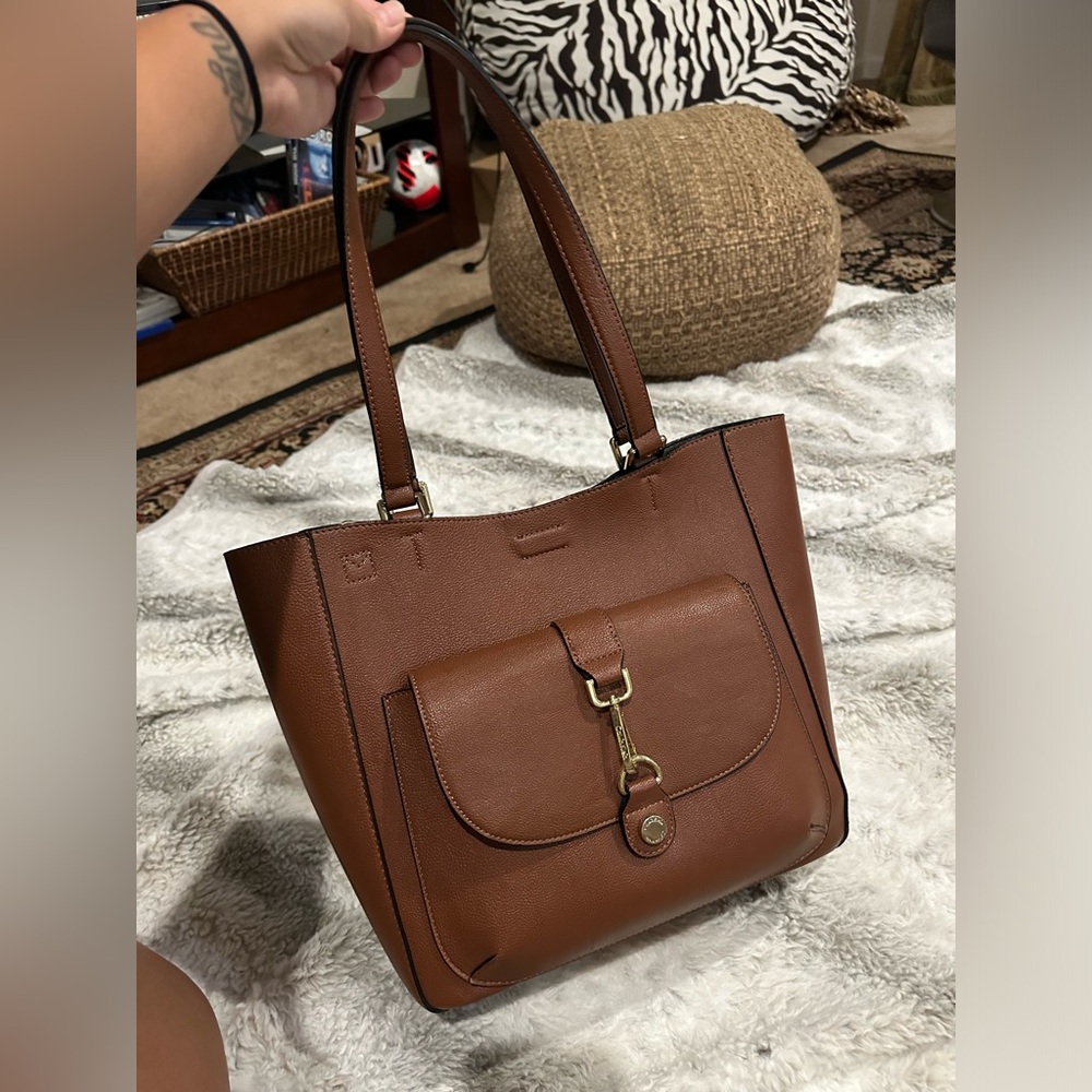 Calvin Klein Brown Leather Work Tote